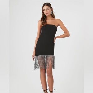 NWOT Forever 21 Glitter Fringe Tube Dress - Size S